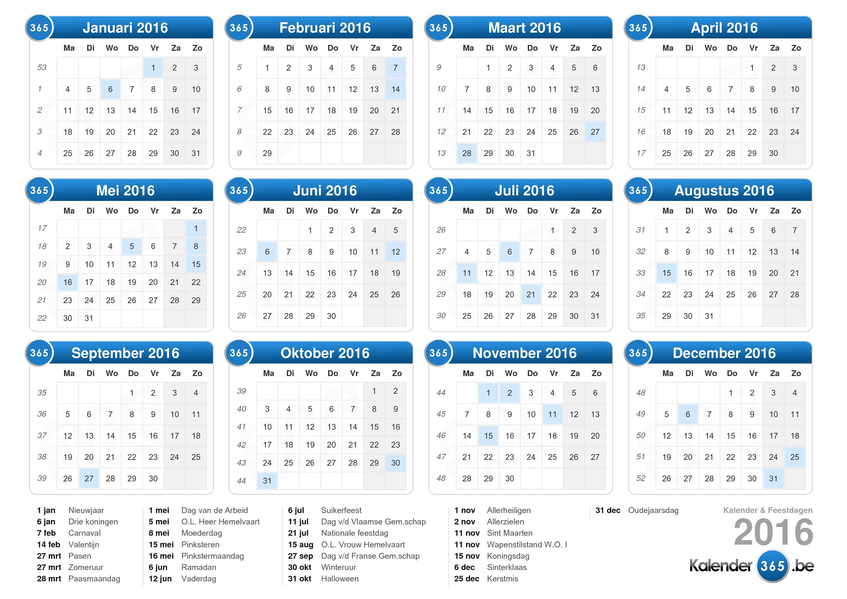 Ambtenaren ten tweede spoelen Kalender 2016