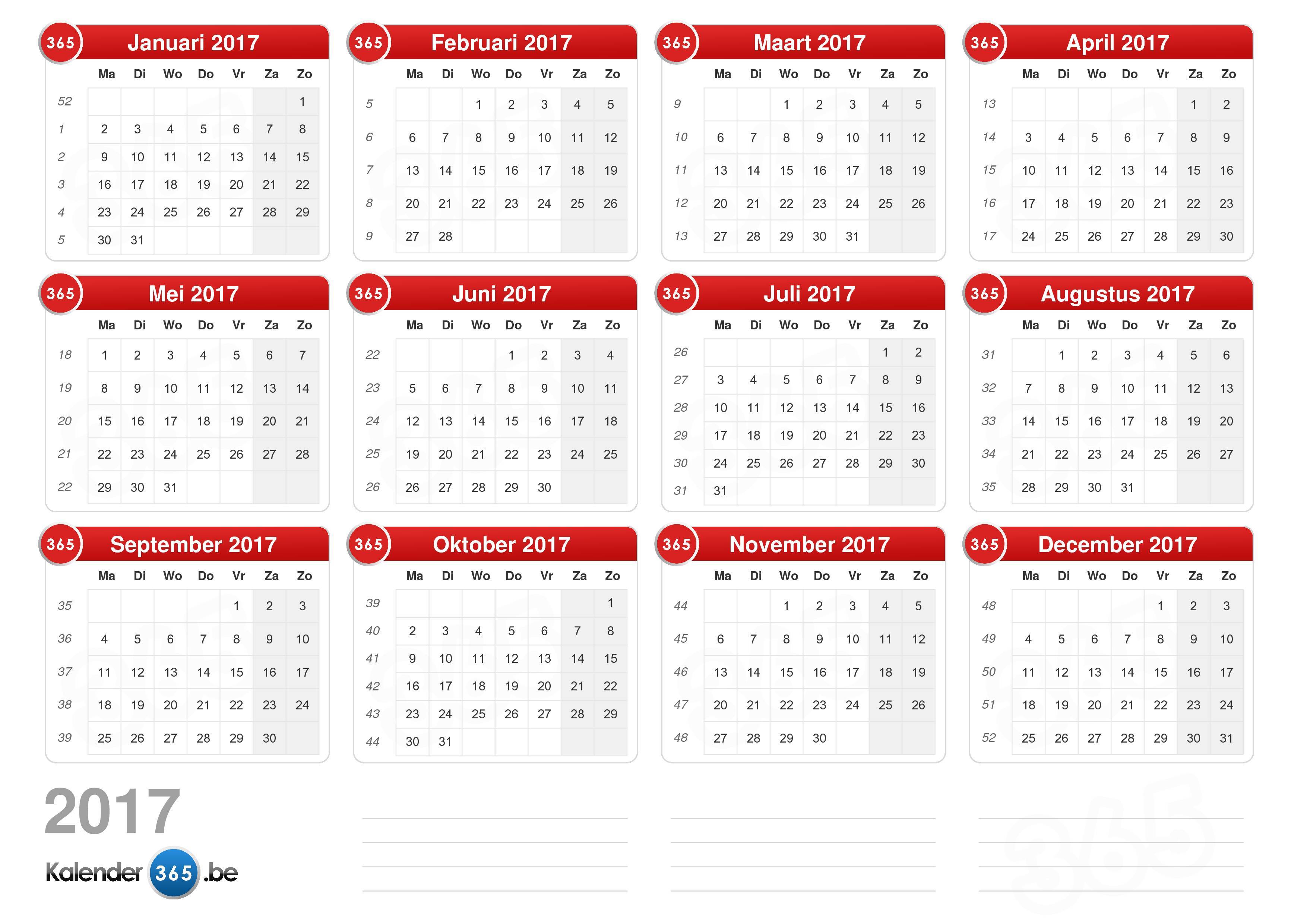 Catastrofaal zanger parallel Kalender 2017