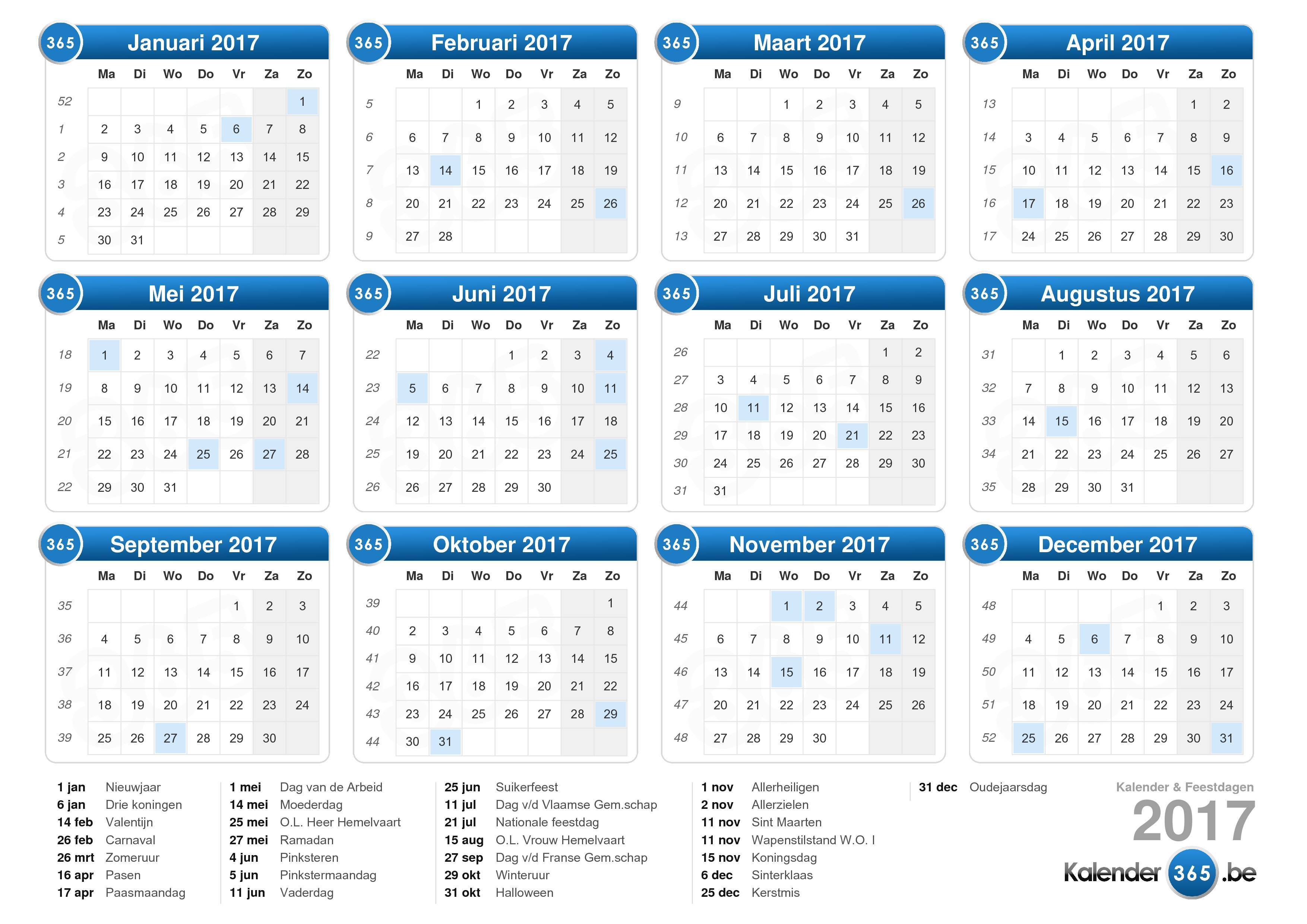 Catastrofaal zanger parallel Kalender 2017