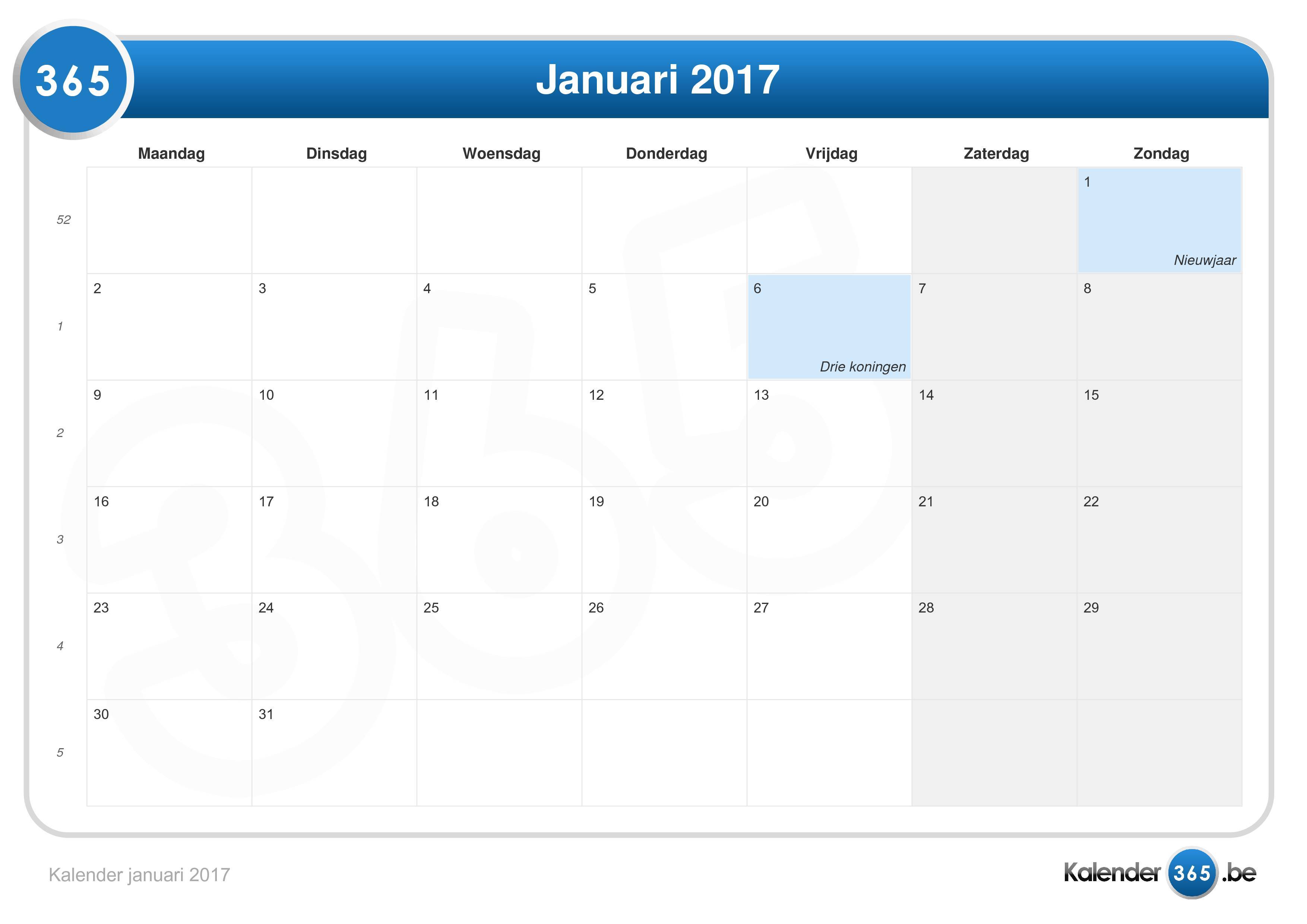 vermogen Metropolitan Rijden Kalender januari 2017