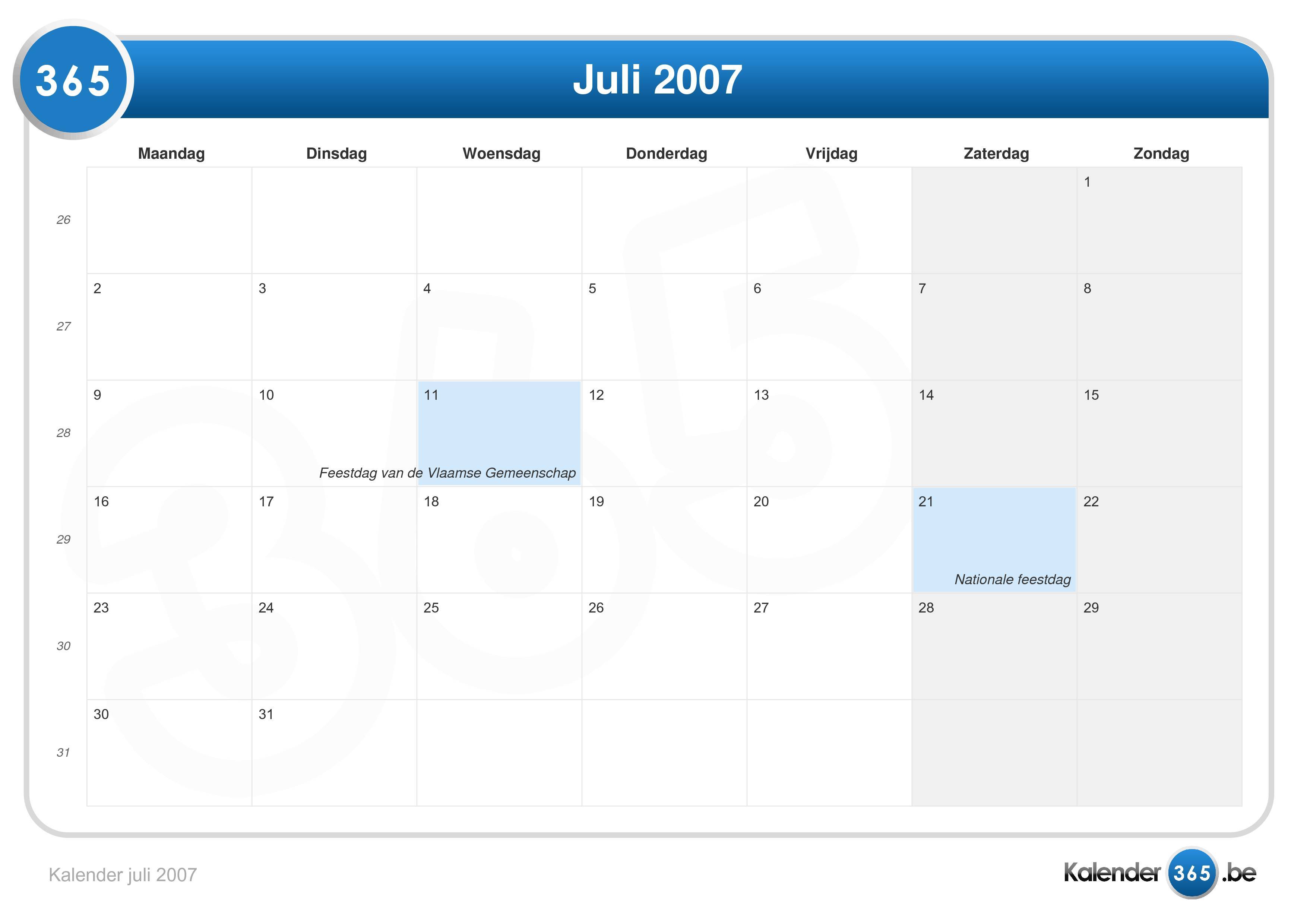 Kalender juli 2007