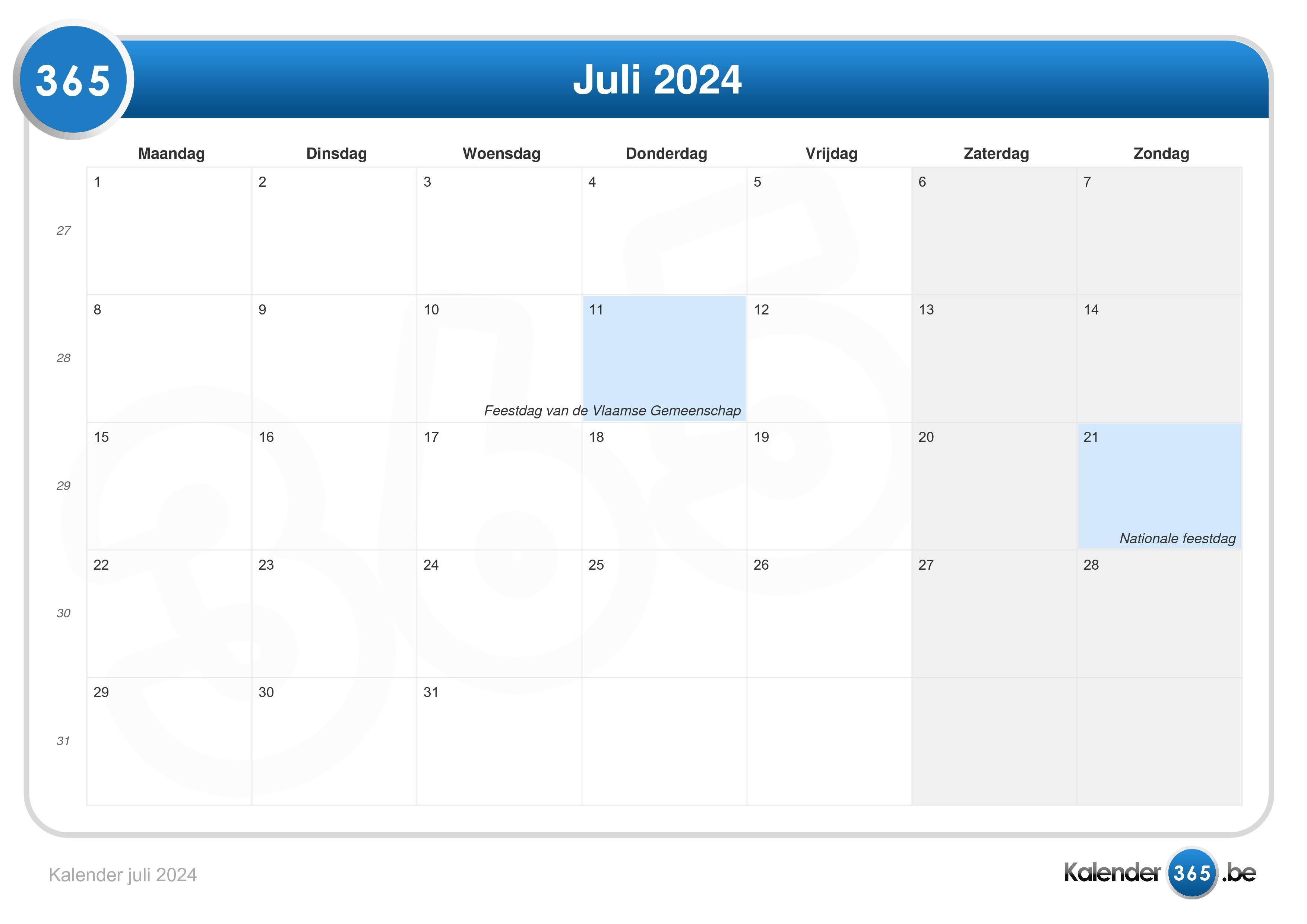 Kalender juli 2024