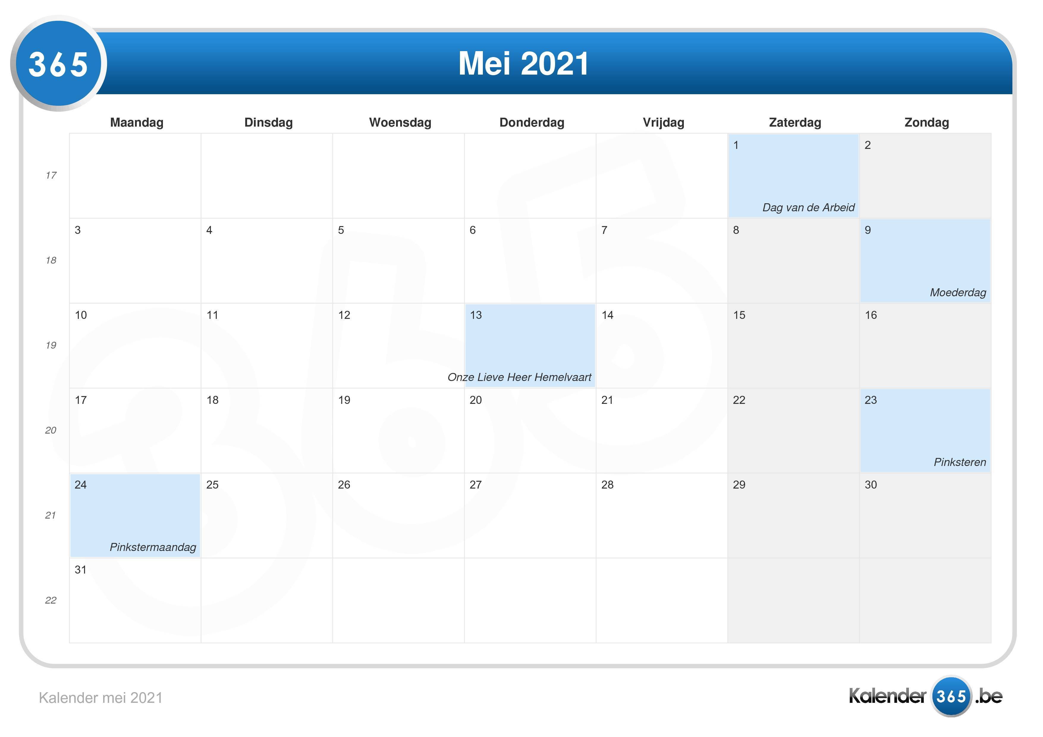 Kalender mei 2021