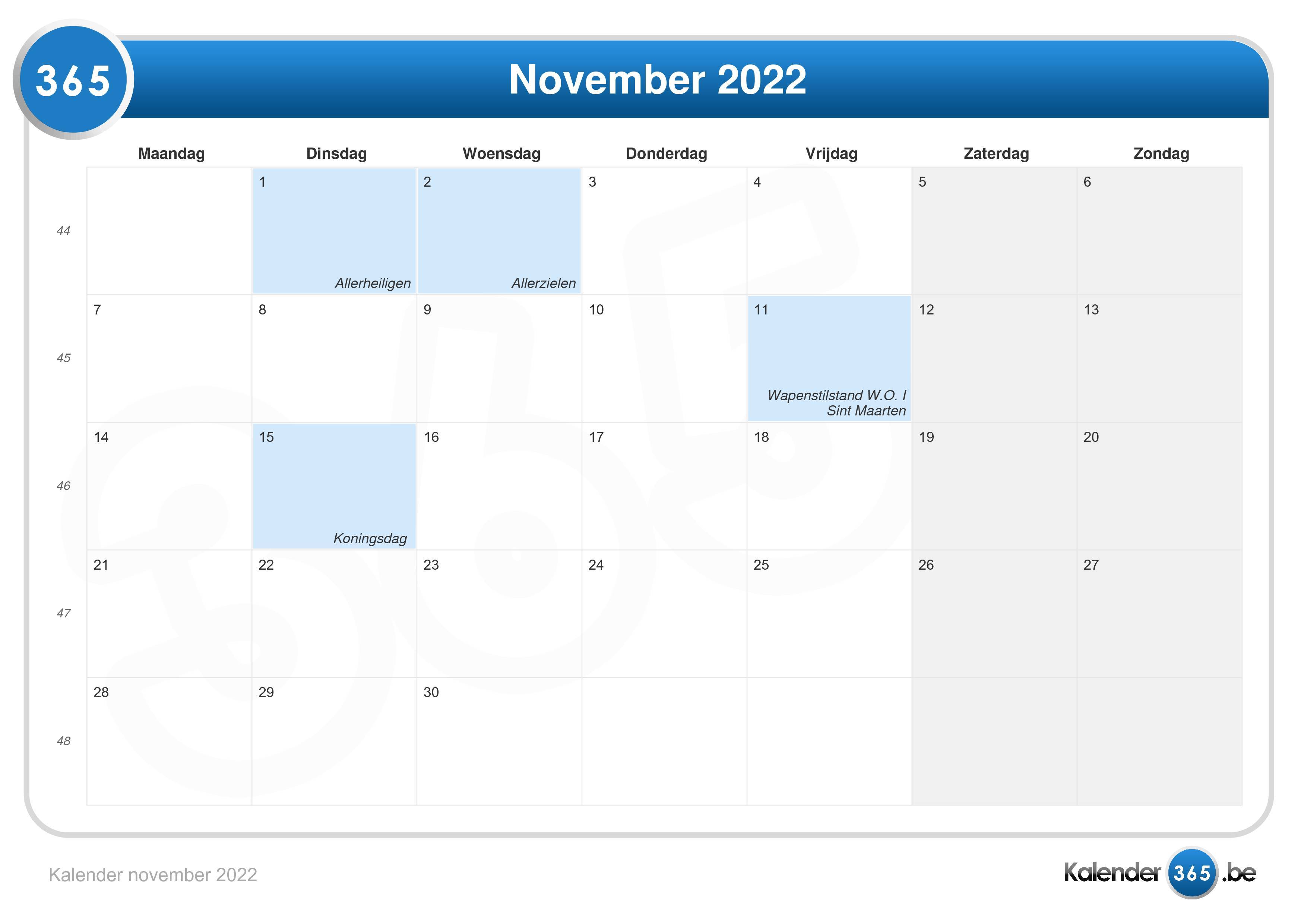  Kalender november 2022 
