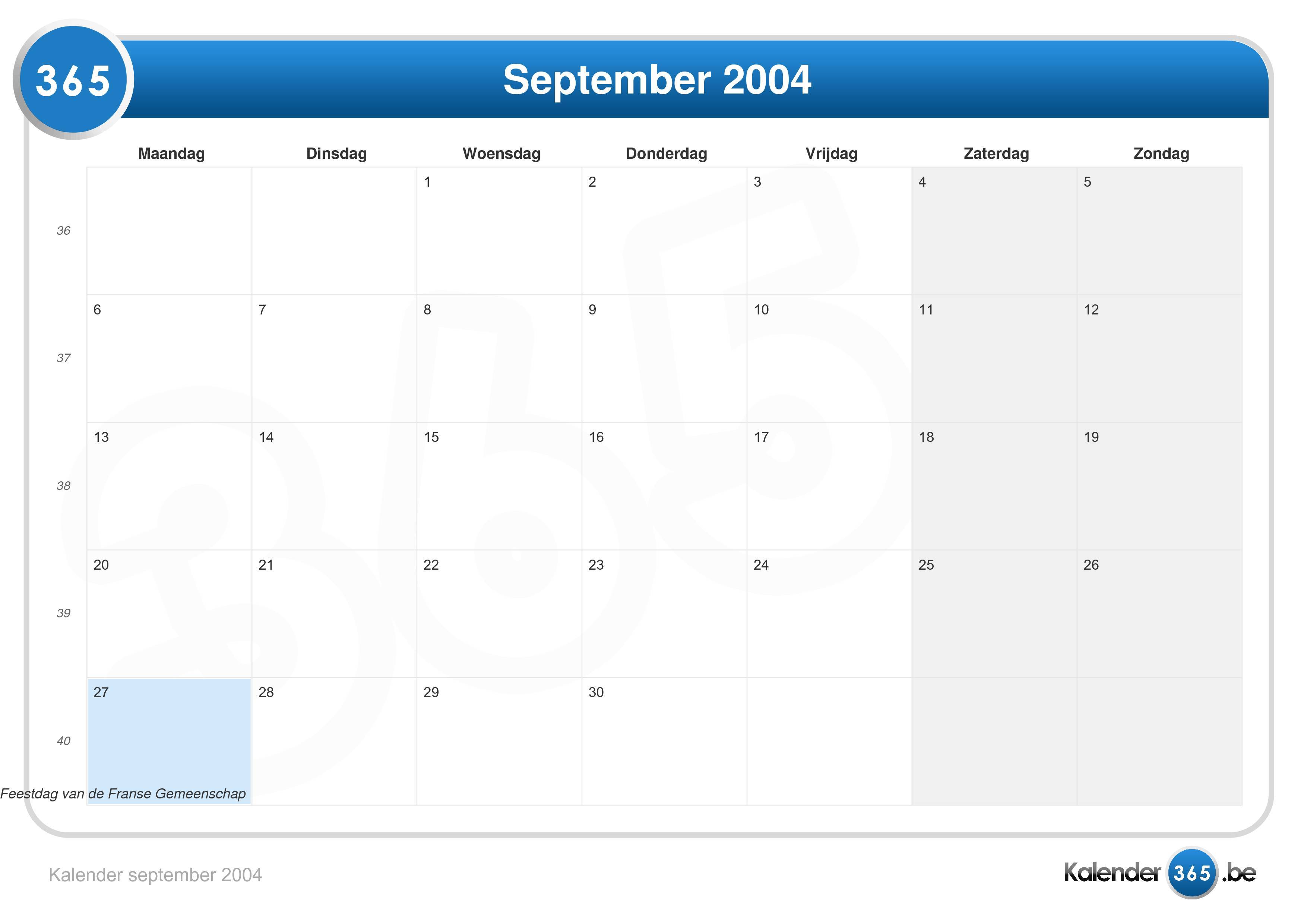 Kalender september 2004